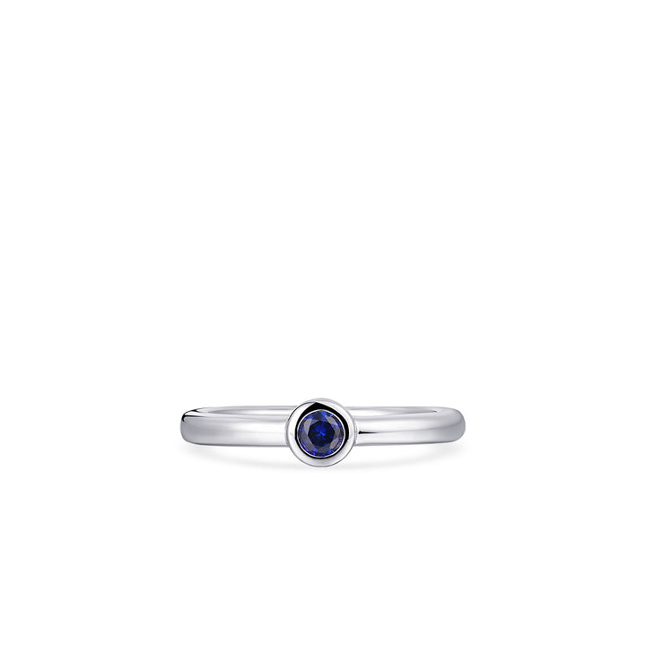 silver solitaire blue CZ stone ring - Carathea & Jools Bridgwater Jewellers