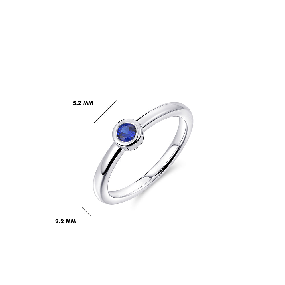 silver solitaire blue CZ stone ring - Carathea & Jools Bridgwater Jewellers
