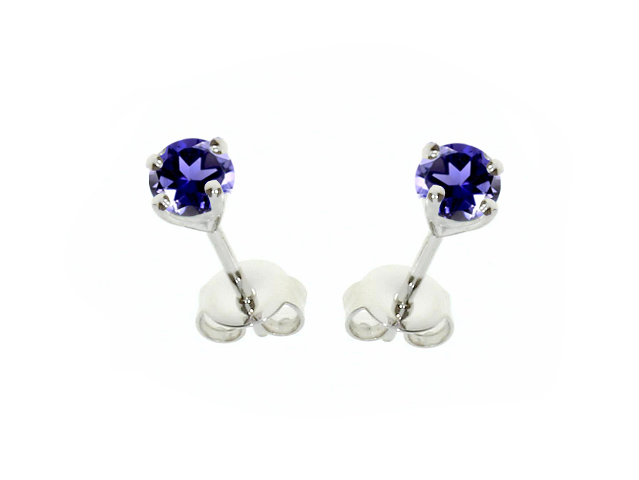 Silver claw-set 4 mm iolite stud earrings - Carathea & Jools