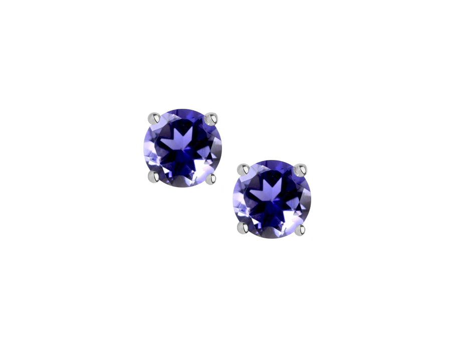 Silver claw-set 4 mm iolite stud earrings - Carathea & Jools