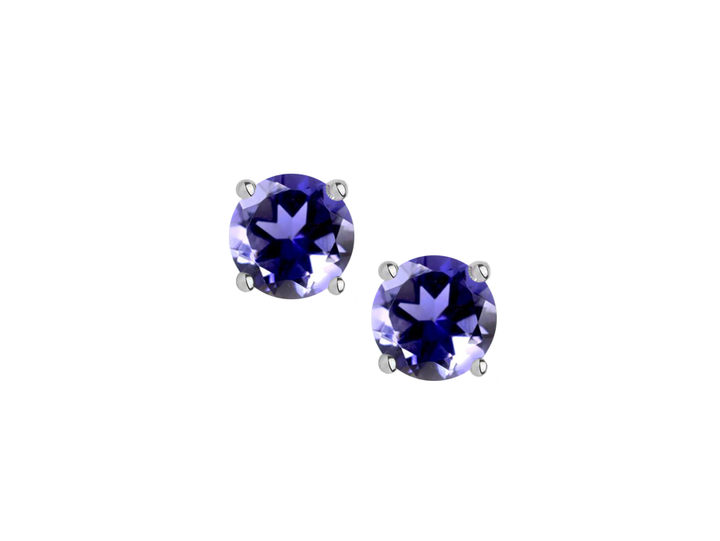 Silver claw-set 4 mm iolite stud earrings - Carathea & Jools