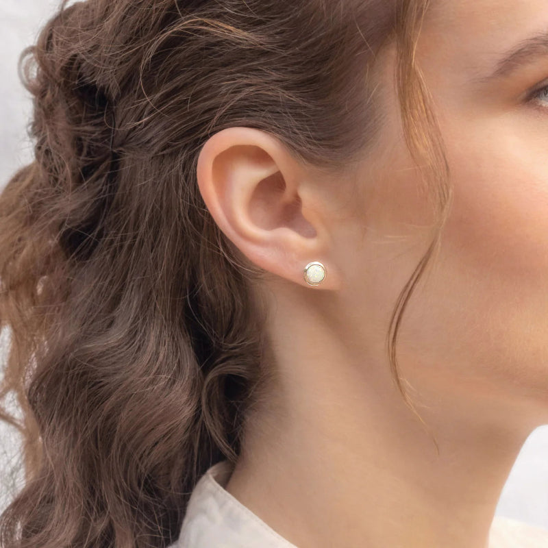 Silver Opalite Stud Earrings - Carathea