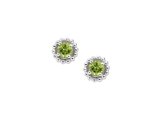 Silver Round Peridot Stud Earrings