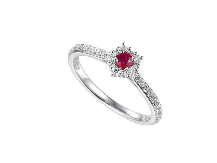 Silver Cubic Zirconia and Ruby Ring - Carathea