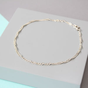 Silver twisted singapore chain anklet - Carathea