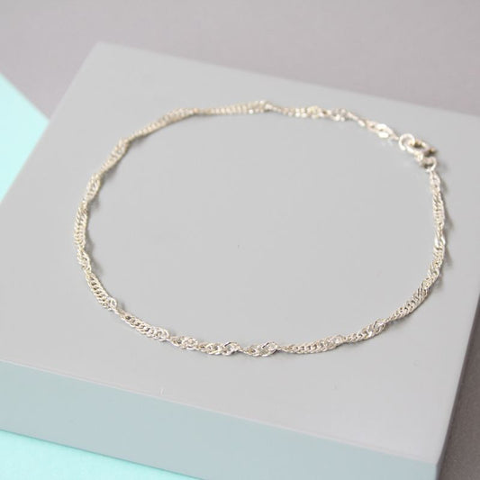 Silver singapore twisted anklet | Jewellery Carathea