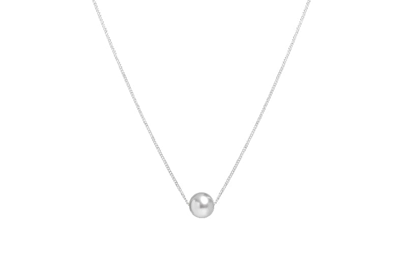 silver slider necklace with grey cultured river pearl - Carathea jewellers