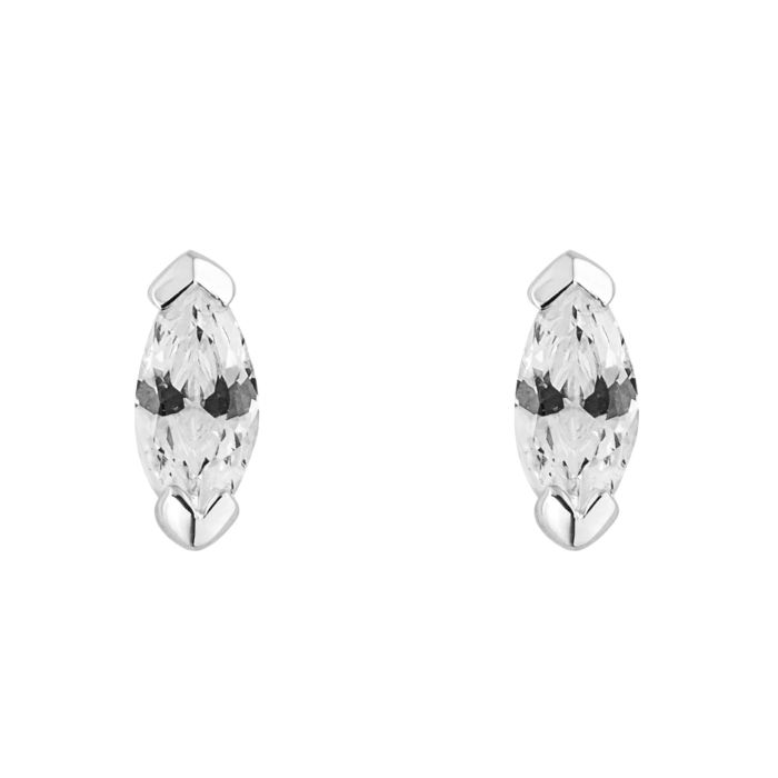 Silver Small Oval CZ Earrings