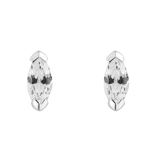 Silver Small Oval CZ Earrings