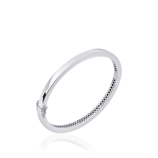 silver square cut profile hinged bangle - Carathea jewellers