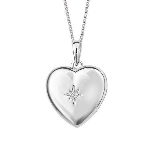 silver starburst locket with chain - Carathea