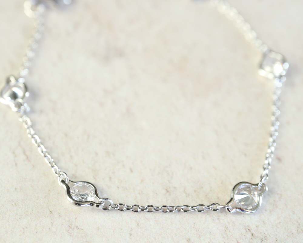 silver cz station bracelet - Carathea jewellers