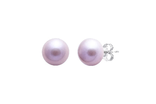 silver stud earrings with 7mm pink button-shaped pearl - Carathea jewellers