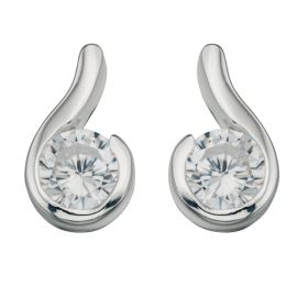 Silver CZ swirl stud earrings - Carathea