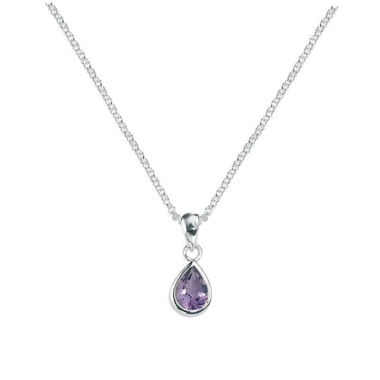 Silver Teardrop Amethyst Pendant