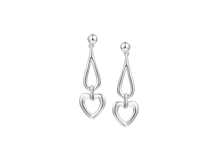 polished silver drop heart earrings | Carathea & Jools