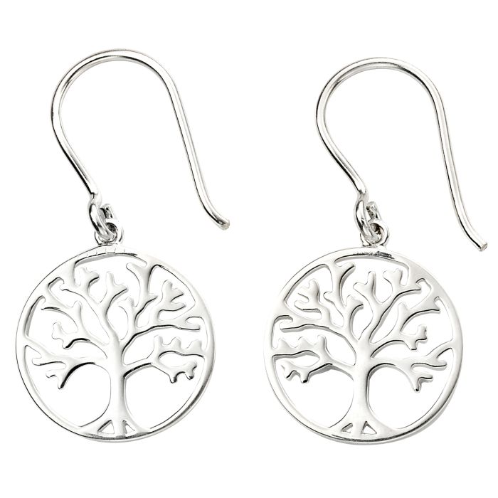 silver drop earrings with Tree of Life design - Carathea