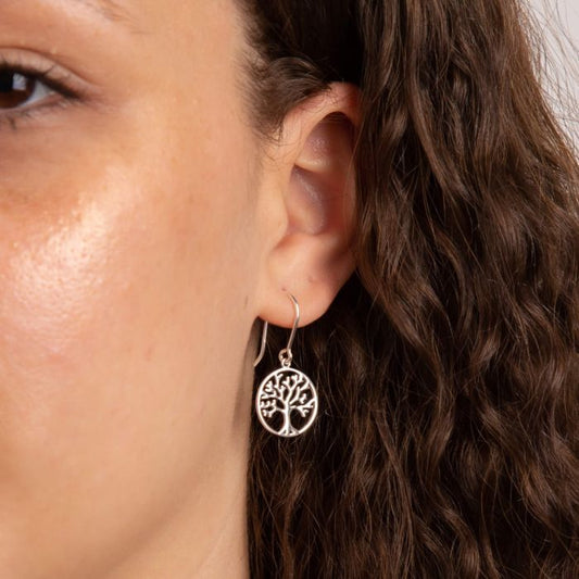 silver drop earrings with Tree of Life design - Carathea