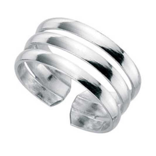 Silver triple band toe ring - Carathea jewellers