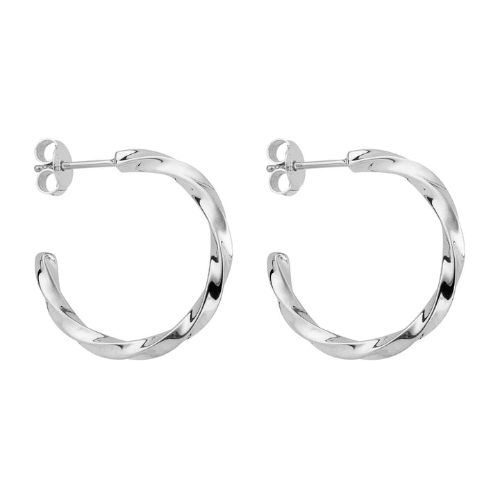 Silver Twisted Hoop Earrings