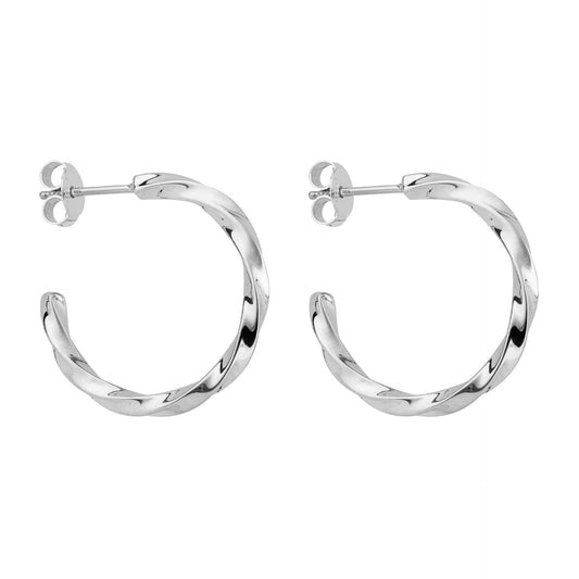 Silver Twisted Hoop Earrings