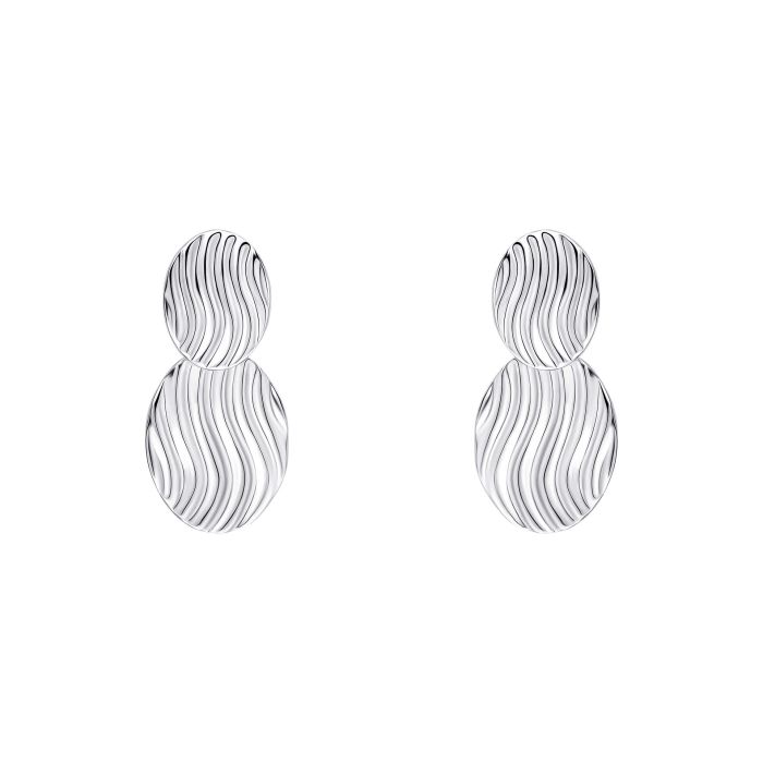 Sterling silver wavy drop earrings.