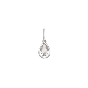 April White Topaz birthstone teardop silver charm pendant - Carathea jewellers