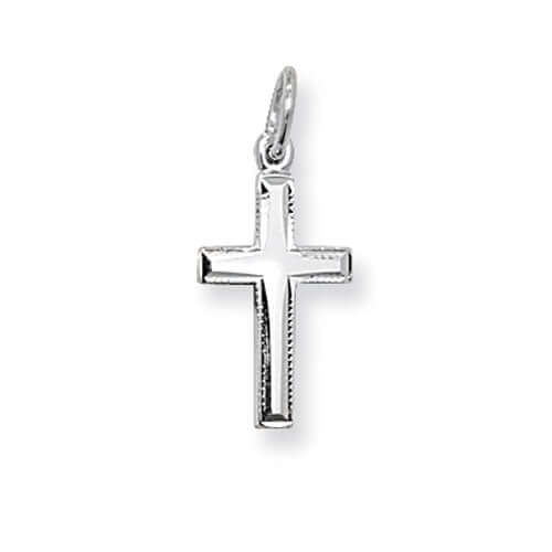 Small Silver Cross Pendant with Milgrain Edge