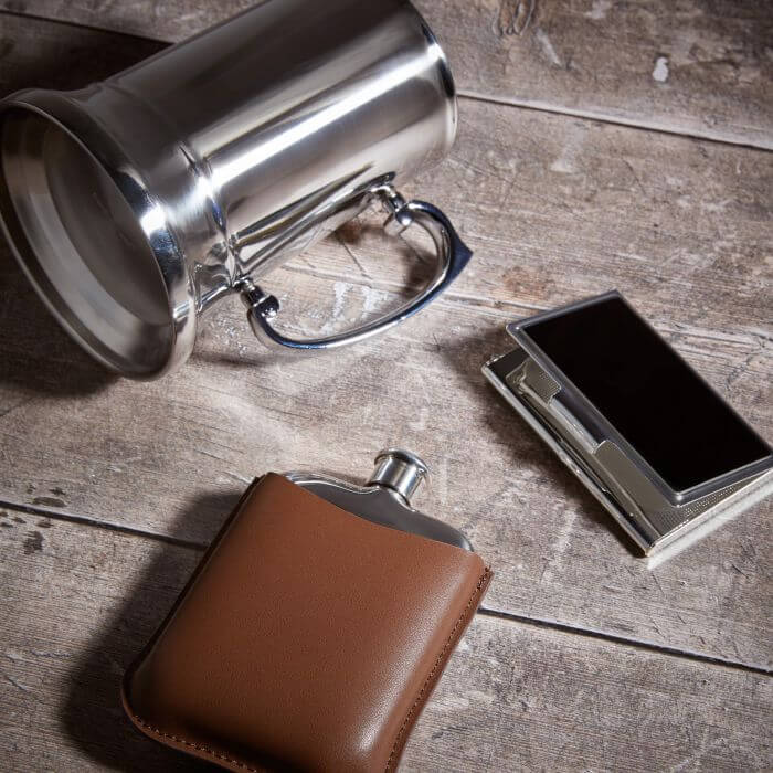 wedding gifts including tankard and hip flask - Carathea jewellers