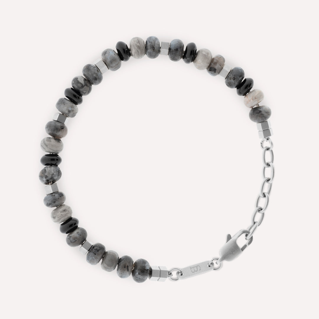 Graphite Cyrus bracelet with grey natural stones.