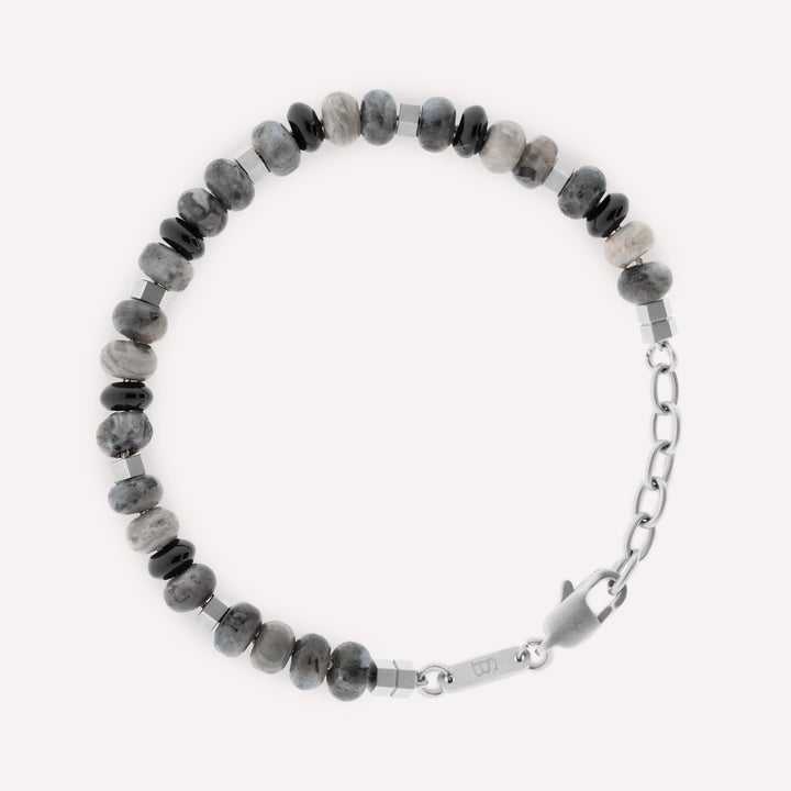Graphite Cyrus bracelet with grey natural stones.