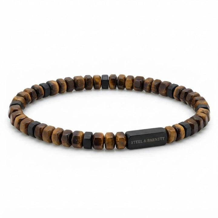 natural stones tiger eye bracelet with hexagona stones 