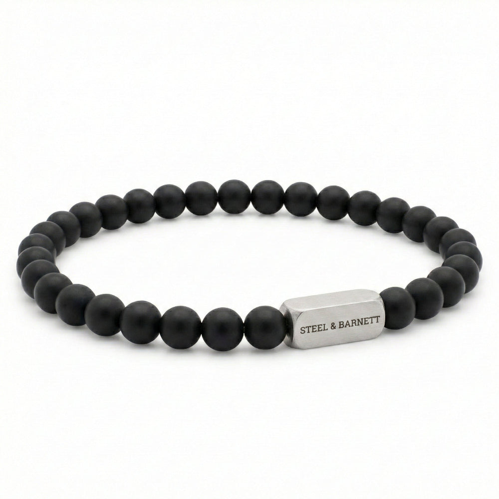 matt black stones men's bracelet from Steel & Barnett