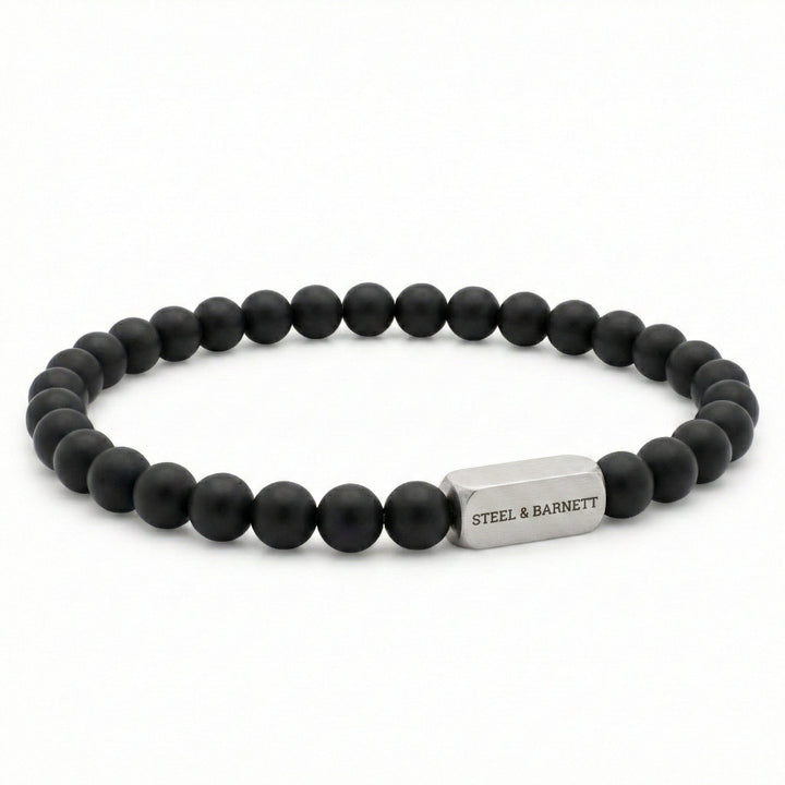 matt black stones men's bracelet from Steel & Barnett