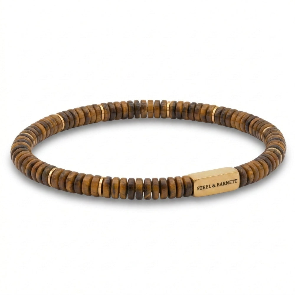 Steel & Barnett multi-links bracelet in tiger's eye with gold plated clasp