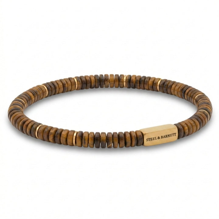 Steel & Barnett multi-links bracelet in tiger's eye with gold plated clasp