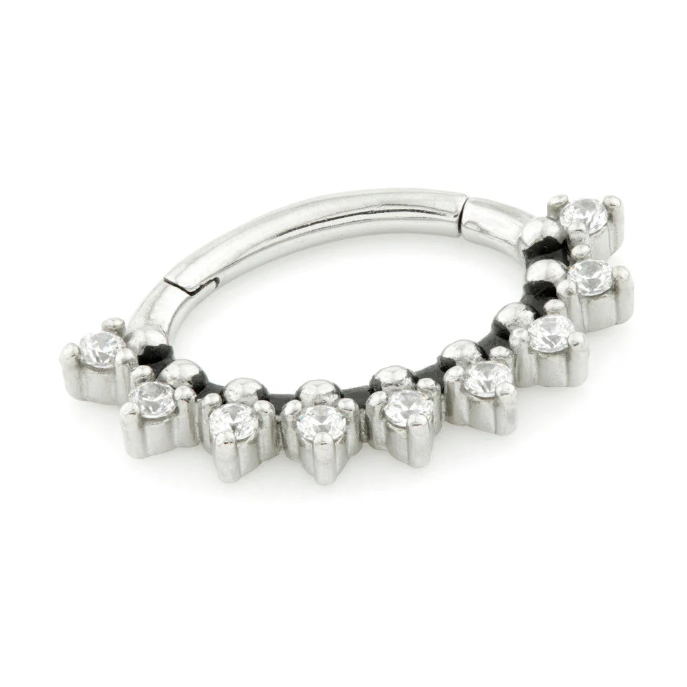 Stainless steel Diath hinge ring with cubic zirconia - Carathea & Jools