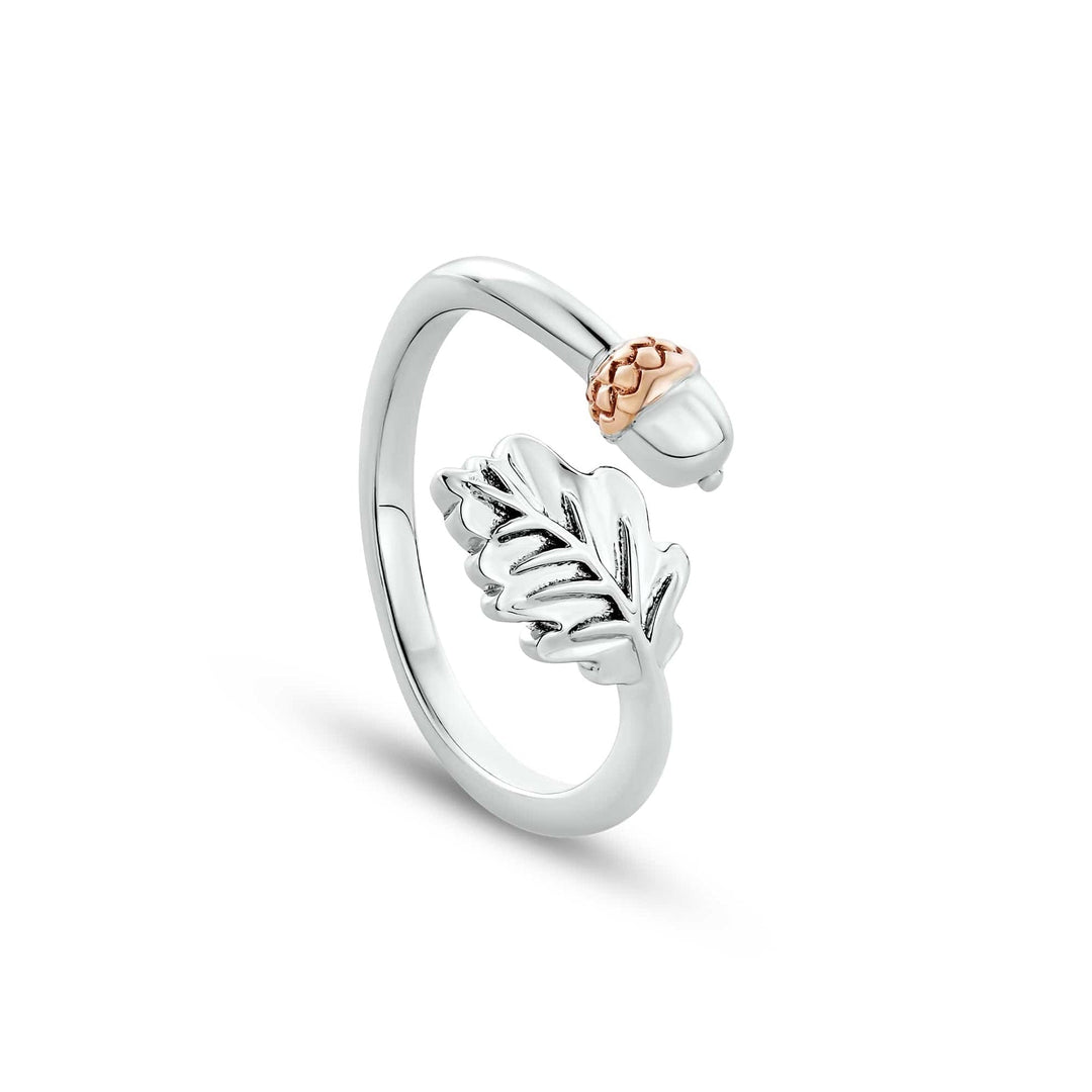 Silver and Welsh Gold wrap around oak leaf ring - Carathea jewellers