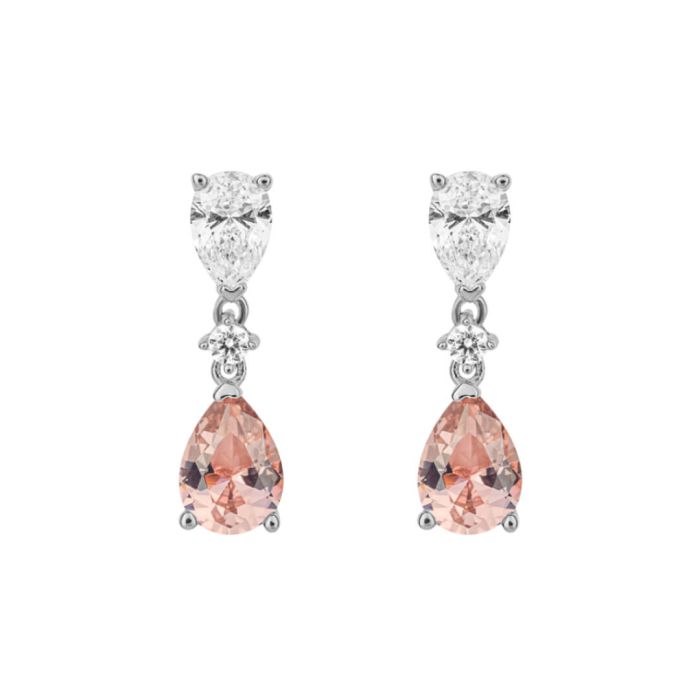 silver morganite pink zirconia drop earrings- Carathea jewellers