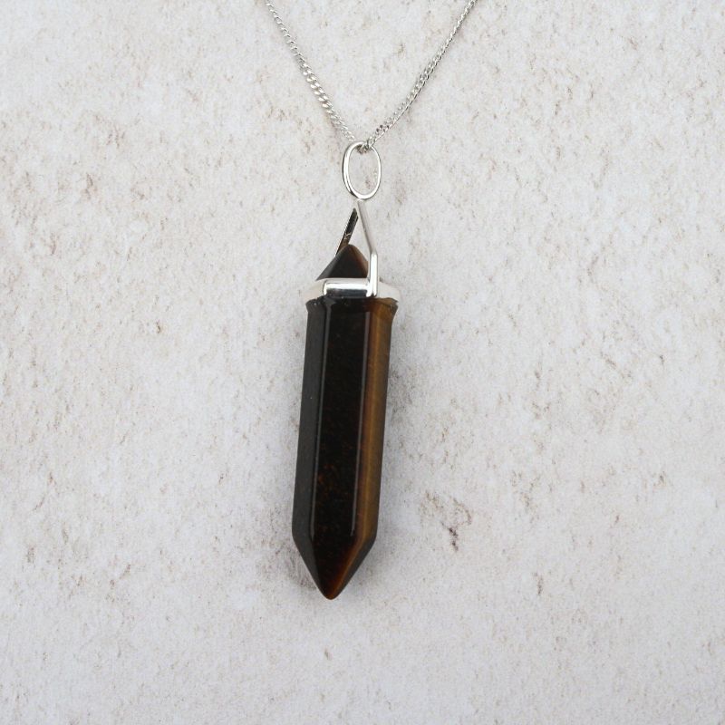 golden tiger's eye point pendant - Carathea jewellery