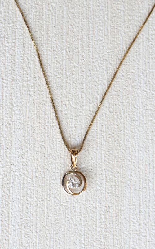 gold two tone circular CZ pendant - Carathea jewellers