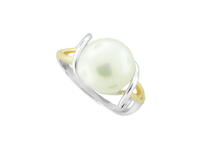 two tone gold ring with large pearl - Carathea jewellers