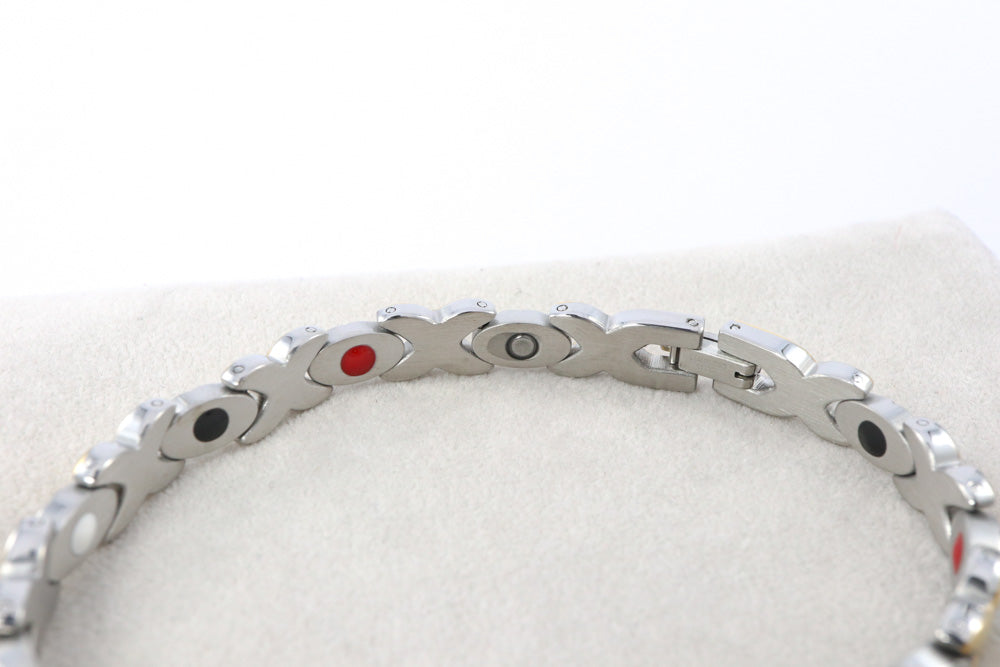 Two-Tone Stainless Steel "Kiss" Bracelet