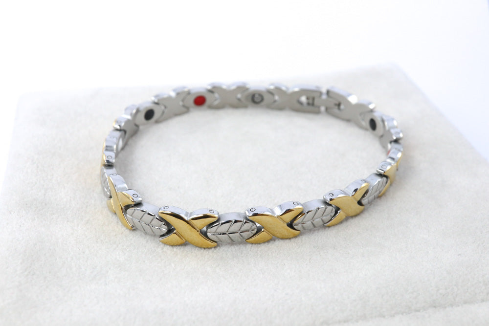Two-Tone Stainless Steel "Kiss" Bracelet