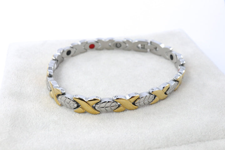 Two-Tone Stainless Steel "Kiss" Bracelet