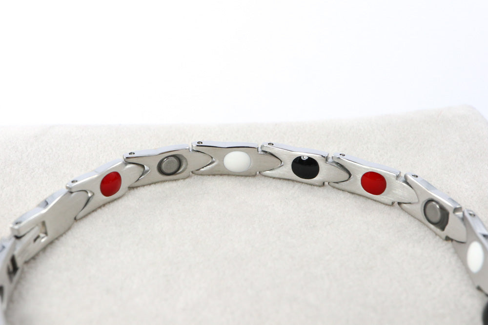 Two Tone Stainless Steel Link Bracelet with Magnets