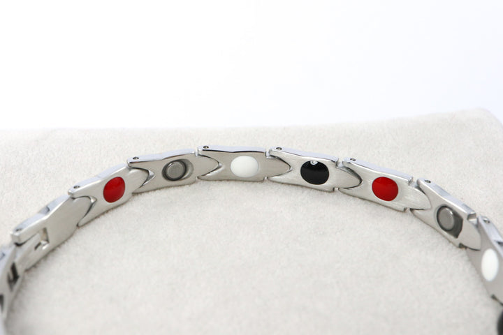 Two Tone Stainless Steel Link Bracelet with Magnets