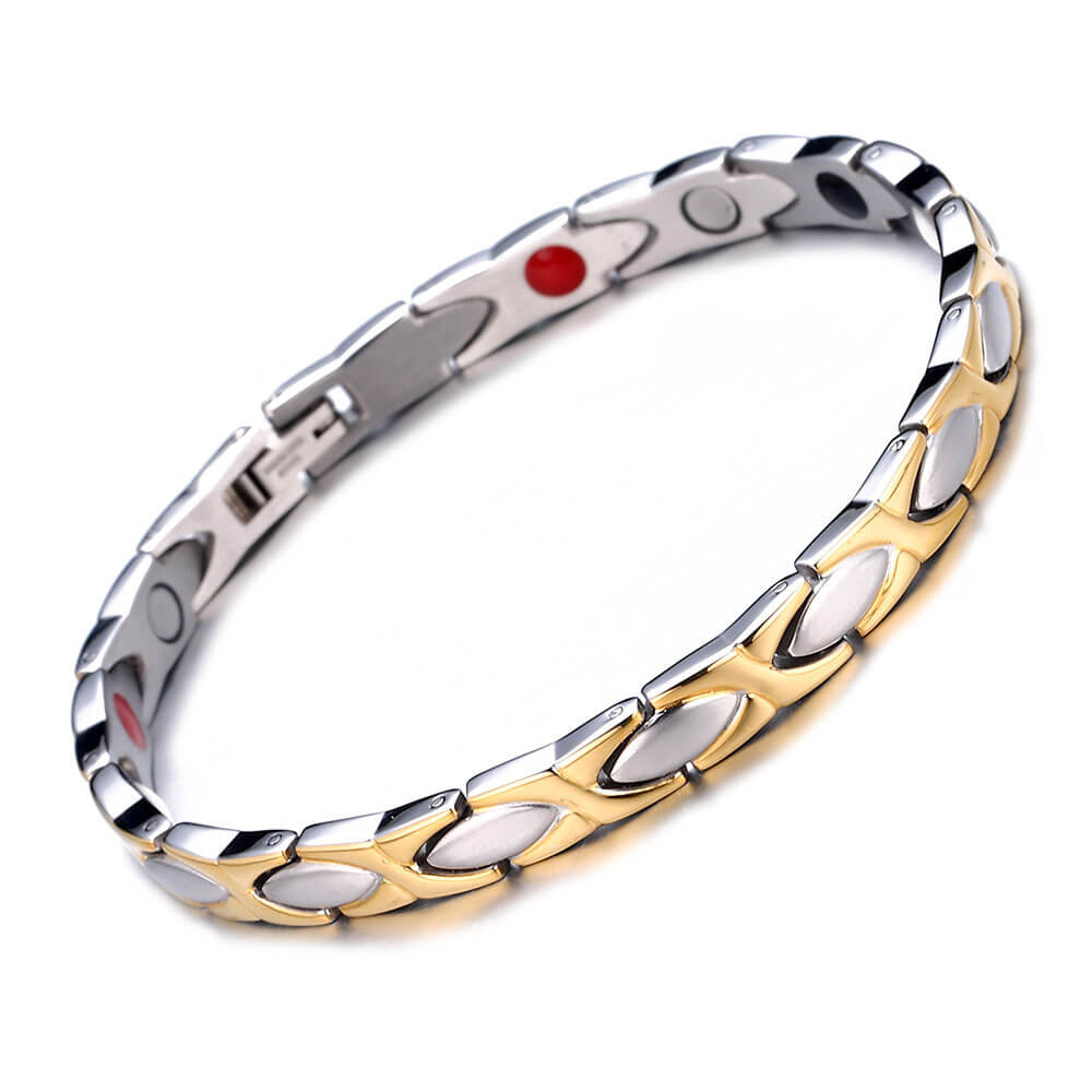 two tone stainless steel magnetic bracelet - Carathea jewellers