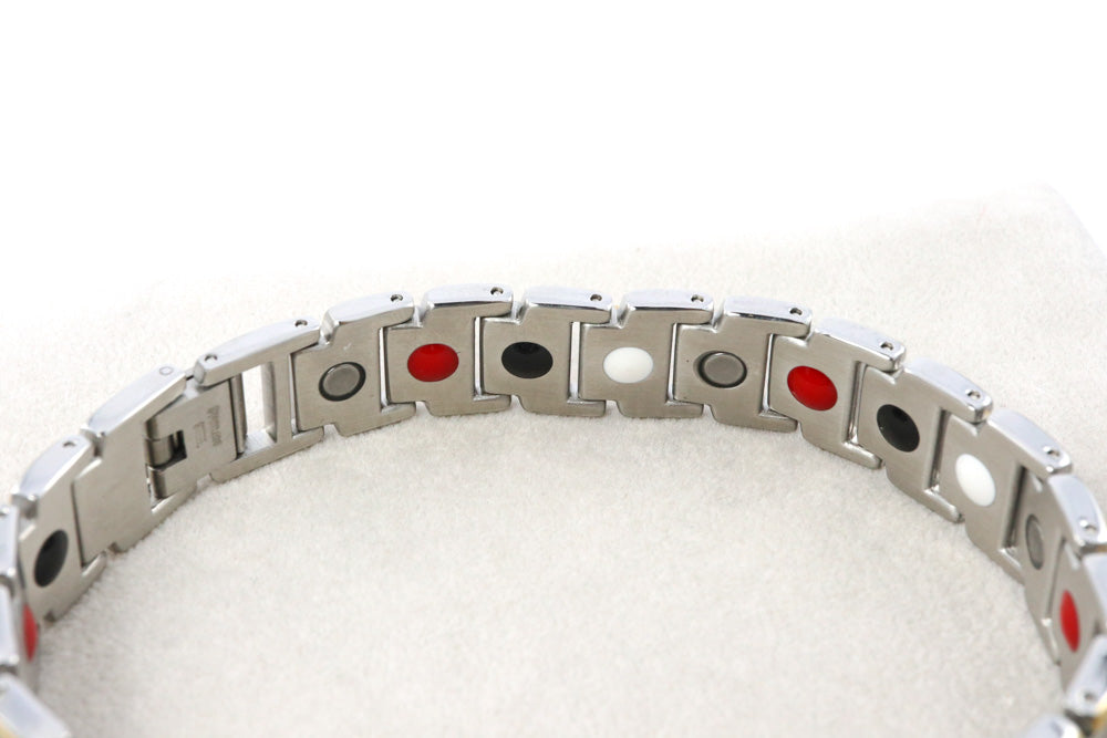 Two Tone Wide Stainless Steel Magnetic Bracelet