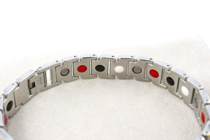Two Tone Wide Stainless Steel Magnetic Bracelet
